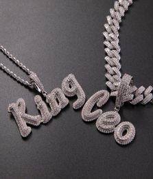 Custom Brush Script Letters Two Tone Pendant Micro Paved CZ Personalised Name Necklace Hip hop Jewelry8650883