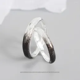 Cluster Rings Unique Gradient Color Couple S925 Sterling Silver Open Korean Style Fashion Jewelry For Men And Women