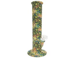 Silicone Pipe Smoling Tool 14 Inch Glow In The Dark Colour Printed Unique Good Cool Custom Wax Oil Dab Dry Herb Straight Tube Bong 5780341