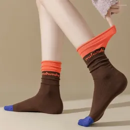 Women Socks Women'S Stockings Colour Match Cotton Sport For Middle Barrel Letter Stocking Soft Breathable Skin-Friendly