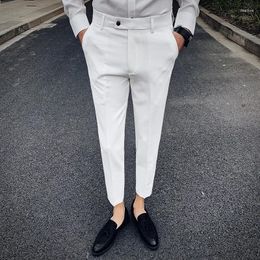 Men's Suits 2024 Summer Solid Business Dress Pants Slim Fit Casual Office Social Suit Breathable Comfortable Cropped 28-38