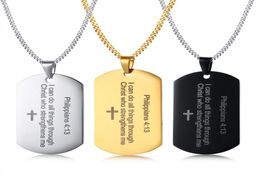 Philippians 413 STRENGTH Bible Verse Dog Pendant Necklace in Stainless Steel Silver Gold Black5478779