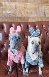 Cute Plaid Dog Apparel Denim Shirt Hat Fashion Letter Pet Pink Clothing All Season Dogs Outfits3159830