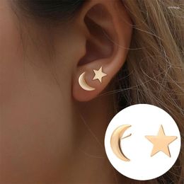 Backs Earrings Simple Little Moon Star For Men Women Fashion Geometric Pendant Stud Jewellery Accessories Party Gift 2024 Trend