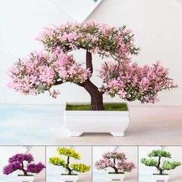 Decorative Flowers Artificial Plastic Plants Bonsai Small Tree Pot Simulation Pine Fake Plant Arrangement Ornaments For Home Office Decor