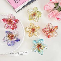 Hair Clips Korean Dazzling Frangipani Hairpins Girls Summer Beach Flower Crab Clamp Barrettes Accessories