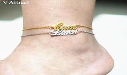 V Attract Personalised Name Anklet Bracelet Friends Beach Jewellery Graduation Gift Rose Gold Custom Name Foot Tornozeleira SH1674099537451