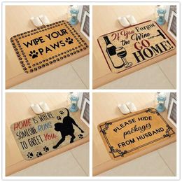 Carpets Vintage Letter Print Welcome Door Mat Non Slip Indoor Outdoor Home Decore Carpet Living Room Kitchen Bathroom Floor Washable Rug