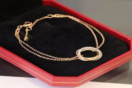 Luxury Designer Jewellery Charm Bangle Women Bracelet Brand 3 Ring Diamond Titanium Steel Jewellery Texture Silver Rose Gold plated Ne3614054