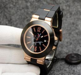 Automatic Mechanical BG Sapphire Glass Black Dial Rose Gold Case 44M Mens Watch Rubberclad Logo Letter Bezel Luminous Limited Rubb3181311