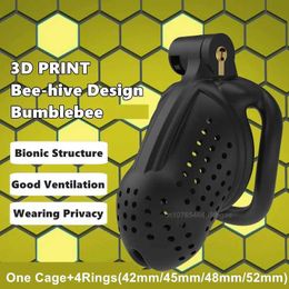 Other Health Beauty Items 2024 New 3D Printing Honeycomb Design Breathable Rooster Cage Type 2 Penile Ring Male Chastity Equipment Adult Sexual Q240430