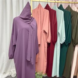 Ethnic Clothing Women Muslim Modest Plain Hijab Dress Hooded Abaya Turkey Dubai Kaftan Eid Islamic Ramadan Abayas Arabic Robe Musulman