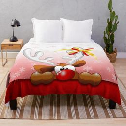 Blankets Reindeer Cute And Funny Christmas Cartoon Character Aesthetic Fluffy Soft Asian Bedding Throw Blanket