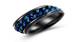 Punk 8mm Spinner Chain Men Rotatable Ring Black Blue Stainless Steel Rotatable Cool Jewelry Party Gift Anel Alliance4053981