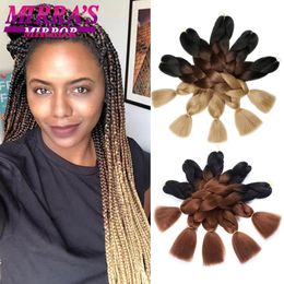 5 Bundle Jumbo Braid Hair Ombre Brown Light Brown Braids Synthetic Braiding Hair for Crochet Braids Support Wholesale 240430