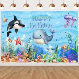 Party Decoration Under The Sea Summer Ocean Theme Birthday Decor Kids Boy Girl Background Cute Dolphin Starfish Banner