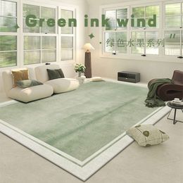 Rural Instagram Living Room Carpet Green Ink Large Area Full Coverage Home Bedside Non Slip Tea Table Mat