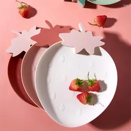 Plates Creative Strawberry Shaped Dried Fruit Plate Life Is A Joyful Enjoyment Allowing You To Meet Customers With Face Storage Tray