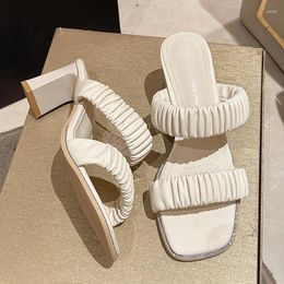 Slippers Brand Summer Mid Heels Women Sandals Shoes Designer Pumps Dress Fashion Party Slingback Slides Ladies 2024 Trend