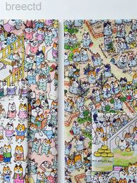 Fabric Cartoon Cat Cotton Fabric Handmade DIY Clothing Clothes Fabric Baby Children Printed by Half Meter d240503