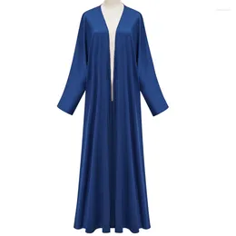 Ethnic Clothing Soft Kimono Open Long Abaya Women Modest Muslim Moroccan Bright Silk Satin Batwing Sleeve Cardigan Robe Corban Eid Al Adha
