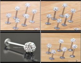 Labret Piercing Drop Delivery 2021 Stud 20PcsLot 681012Mm Clear Shamballa Ball Cz Gem Disco Body Jewellery Lip Ring Labret Bar L4651844