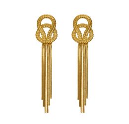 Vintage Women Earring Metal Knot Chain Stud Earrings for Women Punk Jewellery Gold Chain Tassel Earring Pendant Gothic Brincos Femme2207667