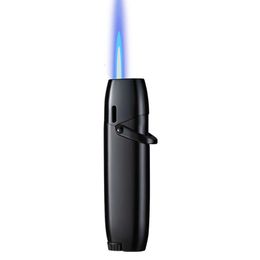 Zinc Alloy Mini Cigarette Lighters Black Portable Windproof Lighter Blue Flame