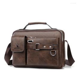 Briefcases 2024 Fashion Men Briefcase Bag High Quality Business PU Leather Shoulder Messenger Bags Office Handbag Travel