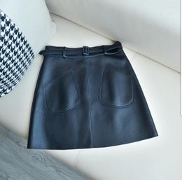 Skirts Autumn Winter Fashion Casual Plus Size Brand Female Ladies Girls Genuine Leather Skirt