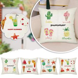 Pillow Summer Linen Pillowcase Cold Drinks Ice Watermelon Pineapple Cocktail Decoration Lumbar Cover
