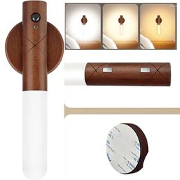 Wall Lamp Magnetic LED Light Motion Sensor Night 3 Colours Dimmable USB Rechargeable For Bedroom Stair Hallway Kitchen