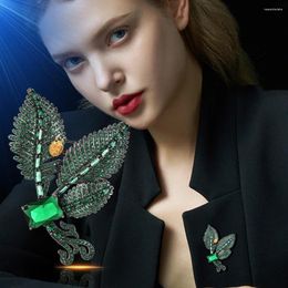 Brooches Classic Vintage Leaves Crystal Pins For Women Lady Elegant Fashion Clothing Suit Jewellery Accessories Corsages