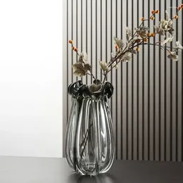 Vases Ornament Craft Flower Home Vase Glassware Side Curl Glass Furnishing Living Bud Room Decor Edge Crystal Carafe Table Thickened