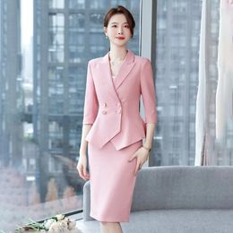 Two Piece Dress Formal Women Business Suits With Skirt And Tops OL Styles Office Work Wear Professional Career Interview Outfits Plus Size