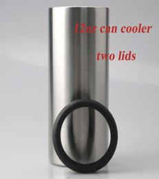 12oz Can Cooler with two lids Stainless Steel Tumbler Can Insulator Vacuum Insulated Bottle Cold Insulation Can6832951