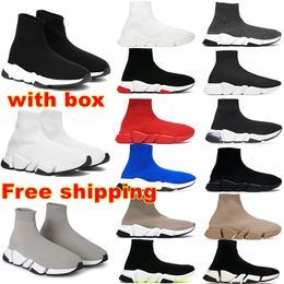 Free Shipping With BOX designer sock shoes trainer Casual shoes for men womens Black White Beige Lace Neon Yellow mens sports sneakers tennis speed size 5.5-11