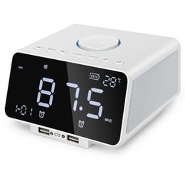 Led Alarm Clock Fm RadioWith Wireless Bluetooth Speaker PlayerUsb Fast Charge Port Tf Card PlayIndoor Temperature9480531
