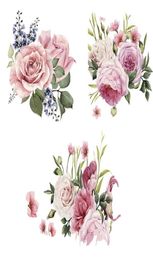 Wall Stickers Three Ratels QCF4 Watercolour Bouquet Flower Car Sticker PVC Decal For House Room Window Door Refrigerator Kitchen8213300