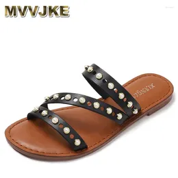 Sandals Large Size Summer Women 1cm Platform 1.5cm High Heels Slippers Female Slip On Fashion Lady Pearl Soft Casual Beach Flat Slides