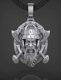 Nordic Jewellery Retro Men Viking Tomahawk Necklace Pendant 316L Stainless Steel Men039s Punk Skull Knight Jewelry1367373