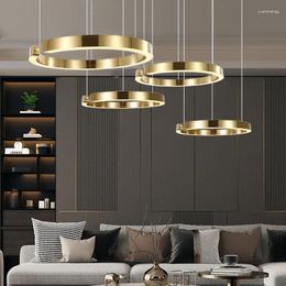 Chandeliers Designer Ring Pendant Lamp Dimmable For Table Dining Room Kitchen Island Ceiling Chandelier Home Decor Lusters Lighting Fixtures