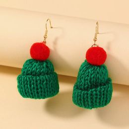 Dangle Earrings Fashion Jewelry Handmade Knitting Christmas Hat For Women Girls 2024 Trendy Accessories Xmas Gifts