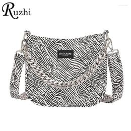Shoulder Bags Zebra Pattern Bag For Women 2024 Luxury Designer Handbag Chains High Quality Tote Trendy Girls Crossbody