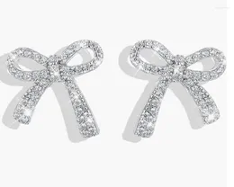 Dangle Earrings Silver Sparkly Bow Earring For Women Rhinestone Chain Tassel Crystal Fairy Jewellery Gifts Her Prom Dress 2024