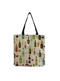 Bag Ladies Creativity Large Capacity Foldable Eco Protection Shoulder Beer And Wine Glass Printed Custom Pattern Tote Female