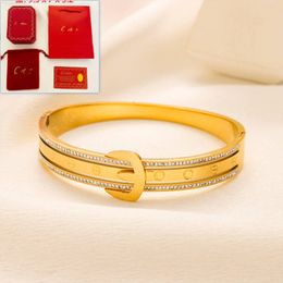 Charm 18K Gold Plated Womens Bracelet Luxury Designer Jewelry Gift Bracelet Stainless Steel No Change Color Bangle Classic Logo Bangle With Box
