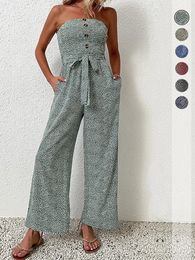 JIM NORA Summer Design Sexy Strapless Tied Elegant Comfortable Casual Womens jumpsuit Europe And America Monos Largos 240424