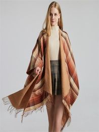 Classic Colour Plaid Shawls Cashmere Tassel Wraps Scarves Thick Warm Split Pashmina Lady Autumn Winter Outdoor Shawl9929466