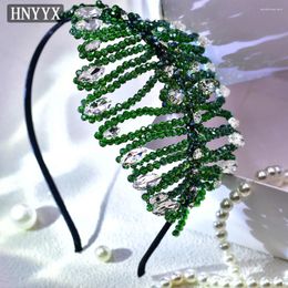 Hair Clips HNYYX Green Crystal Narrow Hoop Wedding Dress Jewellery Spring Headdress Classic Retro Accessories TiarA147